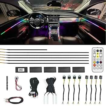 Amazon.co.jp: 車内LEDストリップライト、RGB 18-in-1アクリル